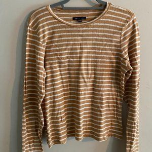 American Eagle Knit Beige and Cream Long Sleeve Top Size Extra Large